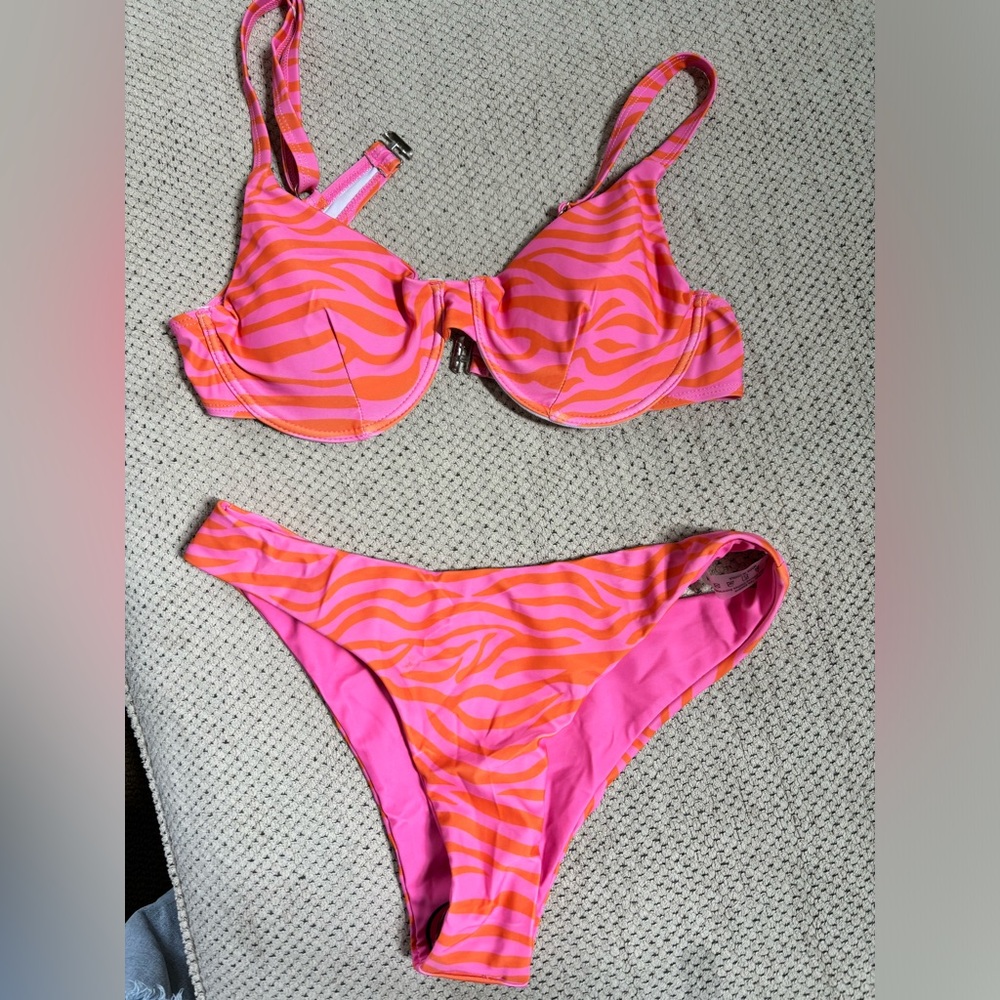 SHEIN zebra print bikini set